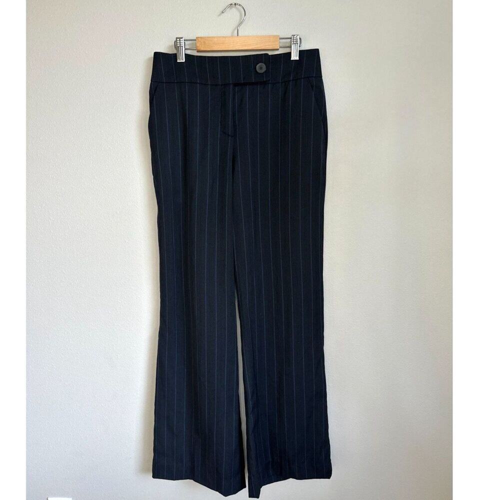 ESCADA EDITION Navy Blue Pinstripe Wide Leg Trousers Size 36